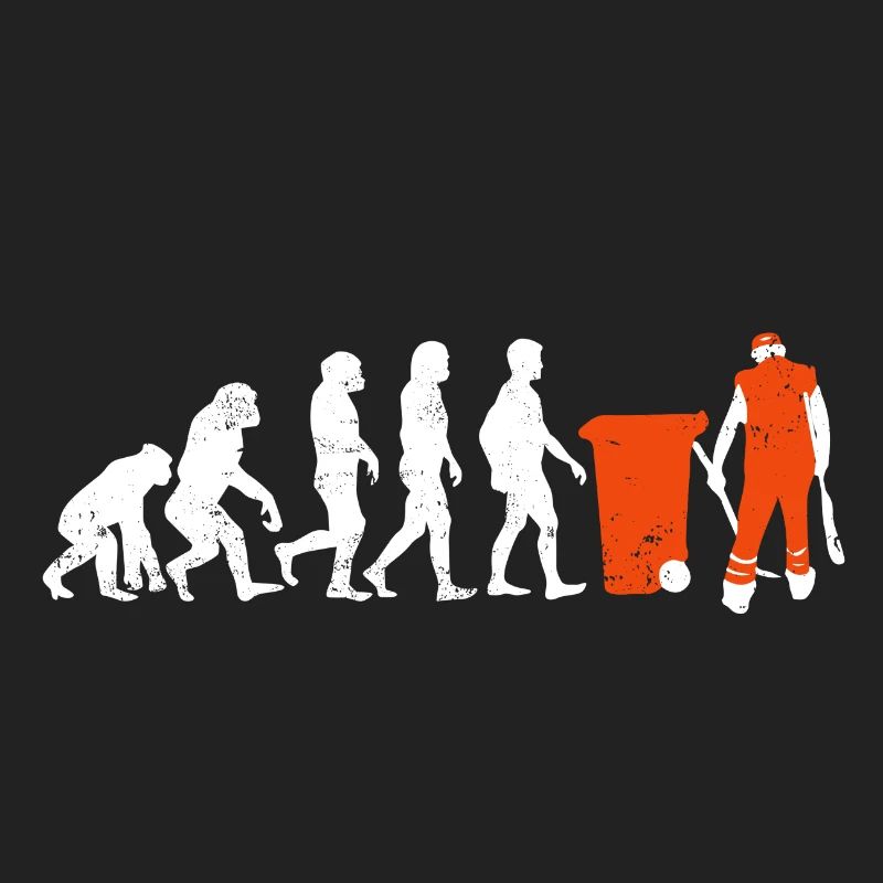 Garbage man evolution gift job occupation garbage orange