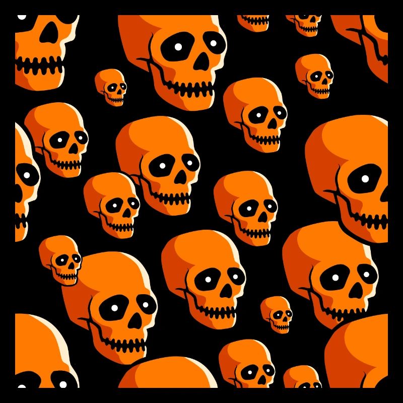 Skulls Pattern Halloween Black & Orange Pumpkin
