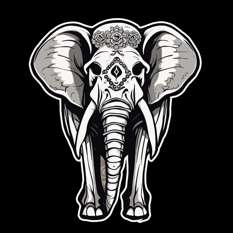 Elephant / Animal / Oriental / Flowers / Pattern