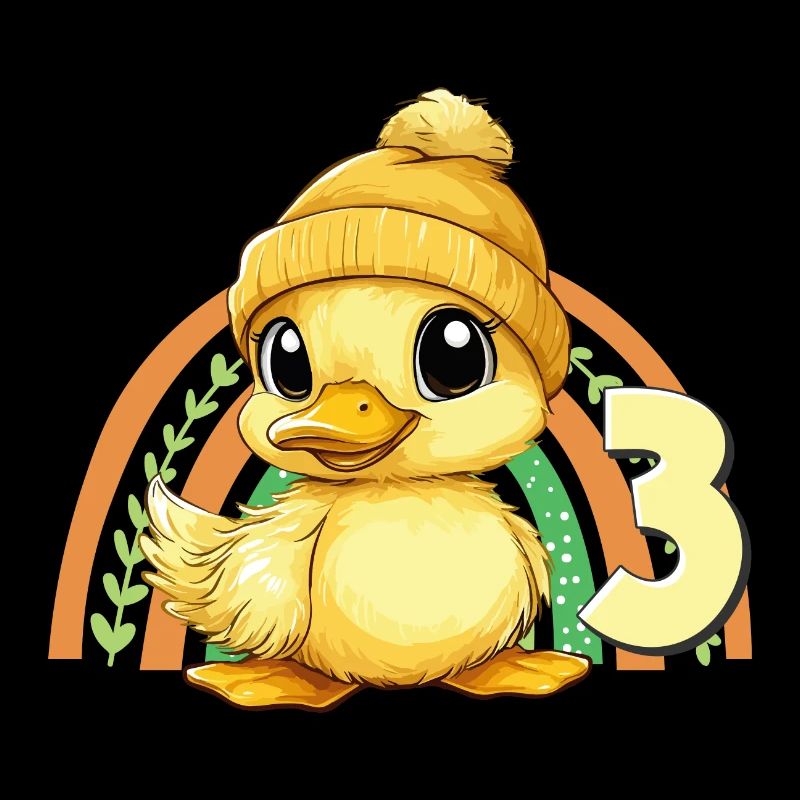 3rd Birthday Duck Rainbow Cute Cute