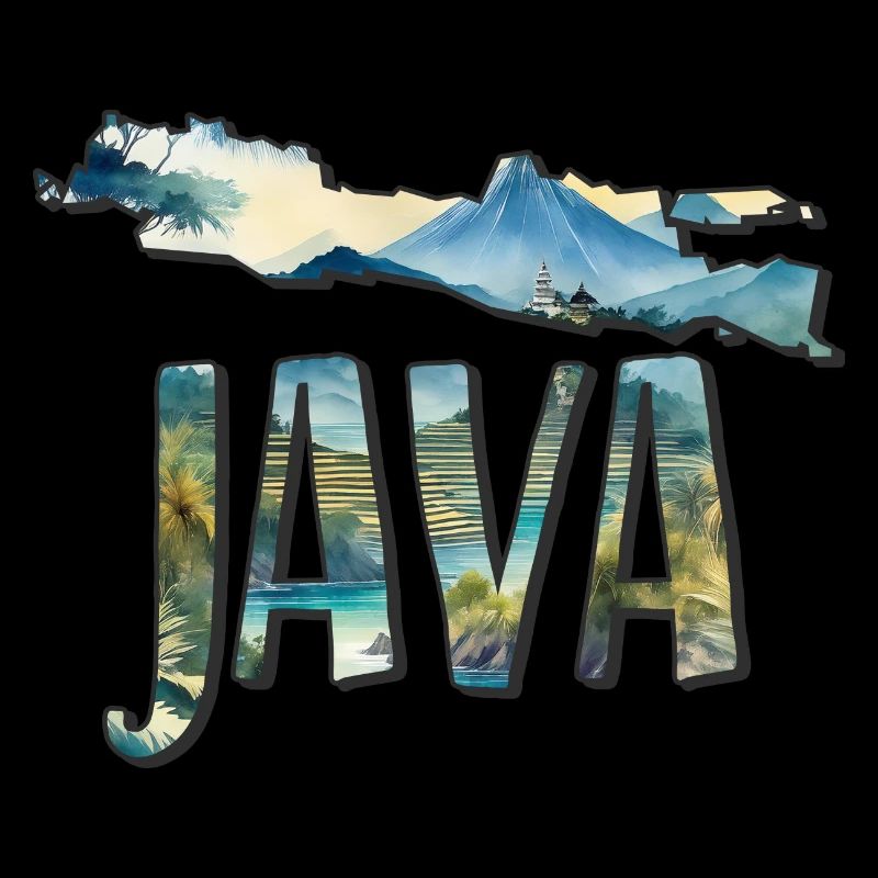 Carte aquarelle Java