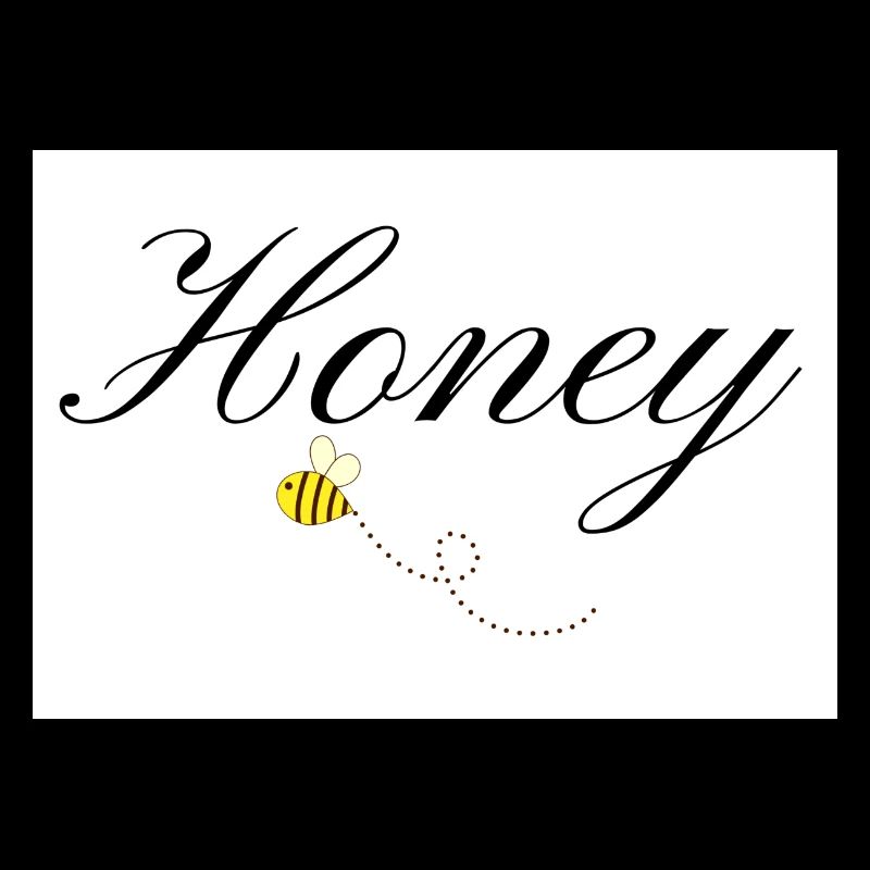 Honey Bee in Elegant Typography and flying Bee