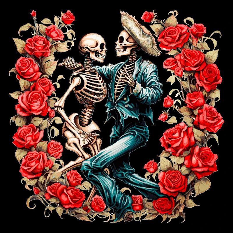 Dancing Skeletons with Roses