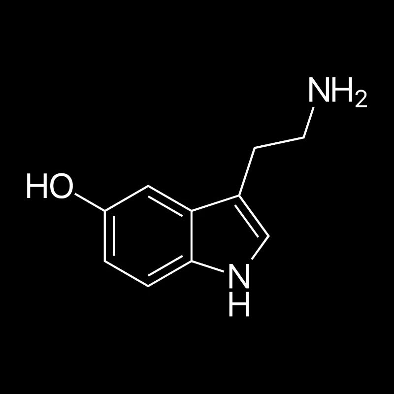 Serotonin structural formula - white
