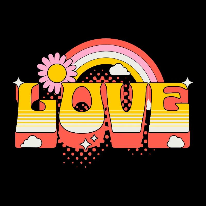 Amour Écriture Fleur Arc-en-ciel Nuages Art