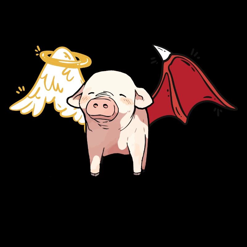 Celestial Satanic Pig Angel Devil