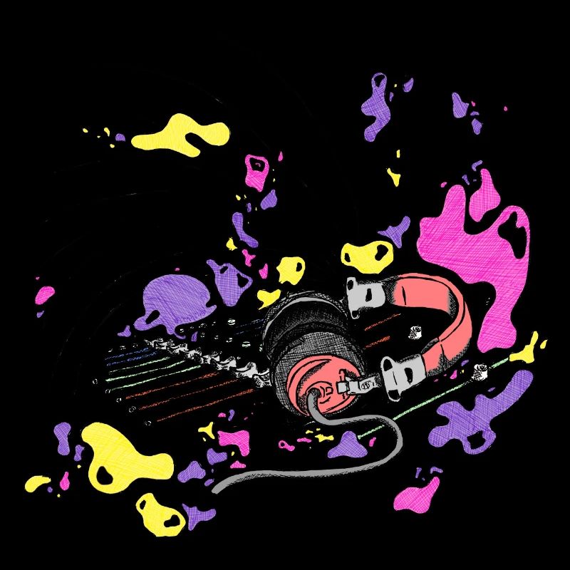 Casque d'écoute et console DJ [violet]