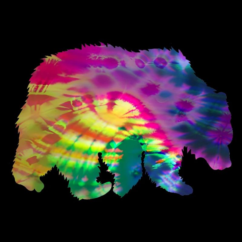 Bear Silhouette Tie Dye Batik Pattern