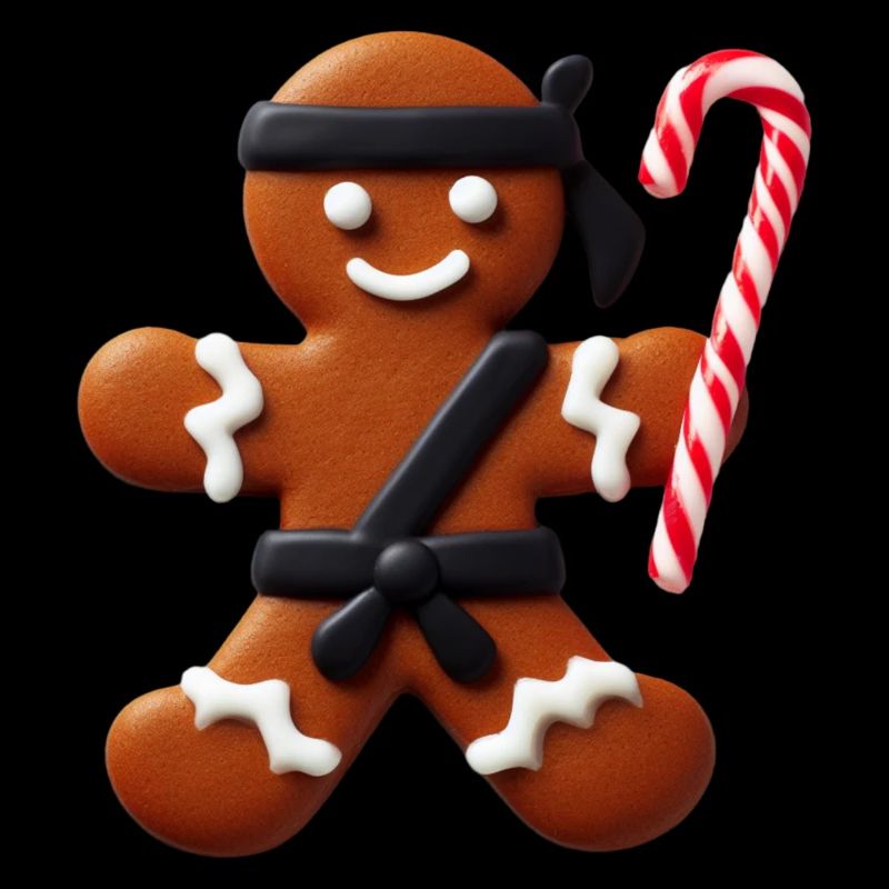 Funny Ninja Gingerbread Man Cookie Candy Cane