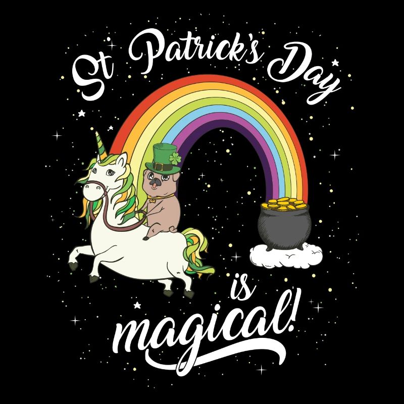 St. Patrick's Day Mops reitet Einhorn Irisch Kind