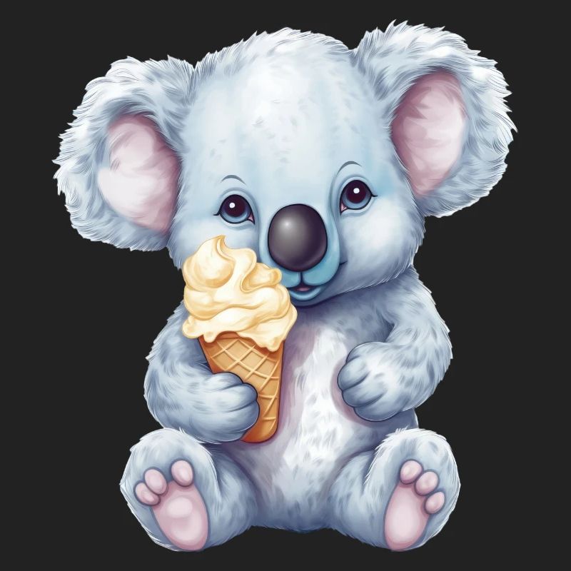 Süßer Comic Koala mit Vanille Softeis