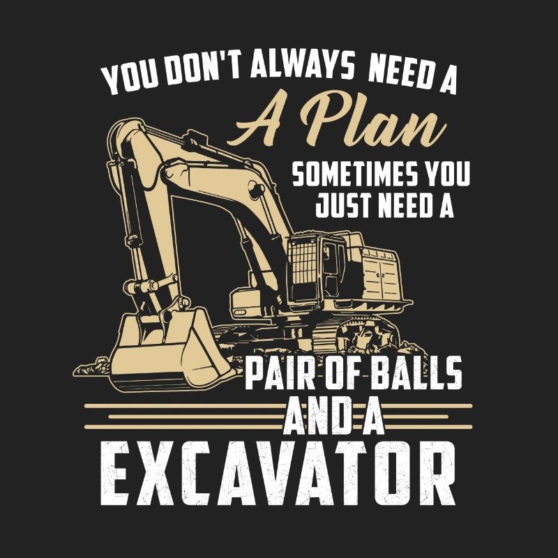 Construction worker · Construction site · Excavator · No plan