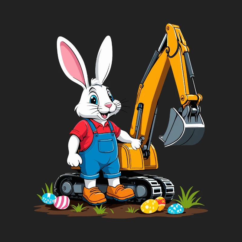 Easter Bunny Excavator Driver Easter Eggs Digging Funny