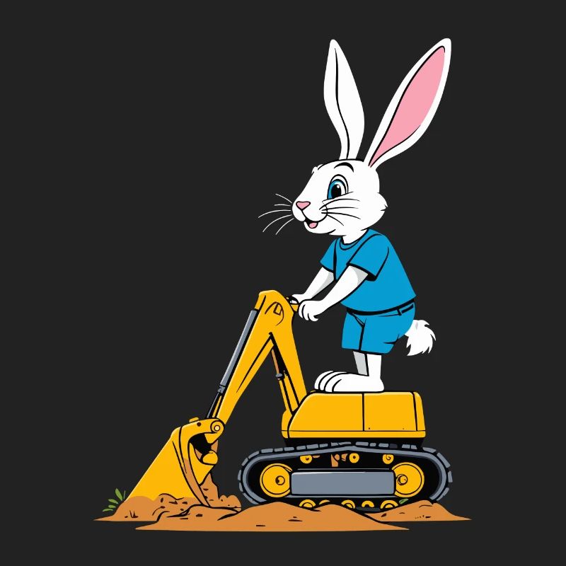 Easter Bunny Excavator Driver Funny Easter Eggs Digging
