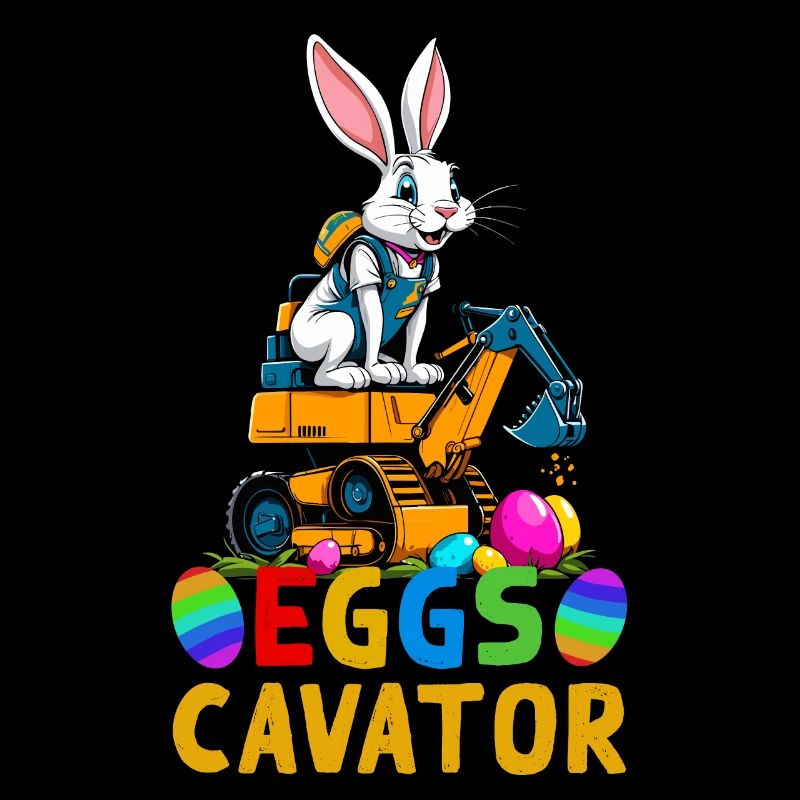Funny Easter Saying Easter Bunny Excavator Driver