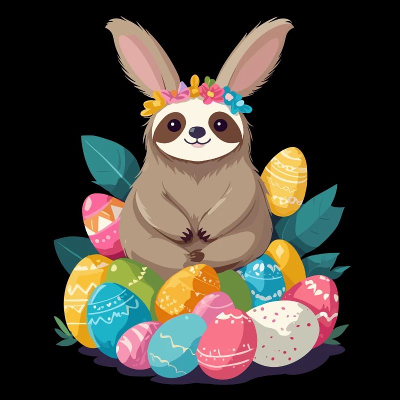 Funny Sloth Easter Bunny Iconic Easter