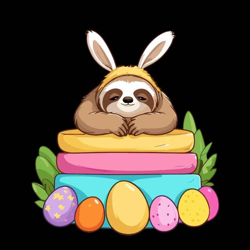 Funny Sloth Easter Bunny Iconic Easter
