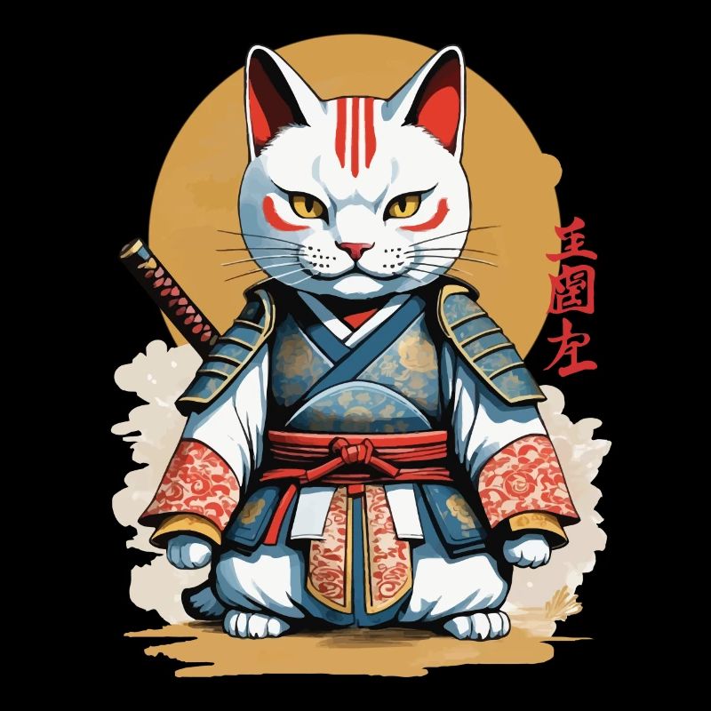 Samurai Cat Japanese Artwork Anime Design