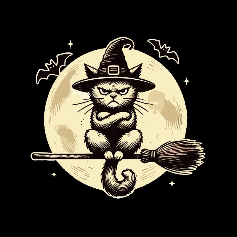Drôle de sorcière chat magicien chat
