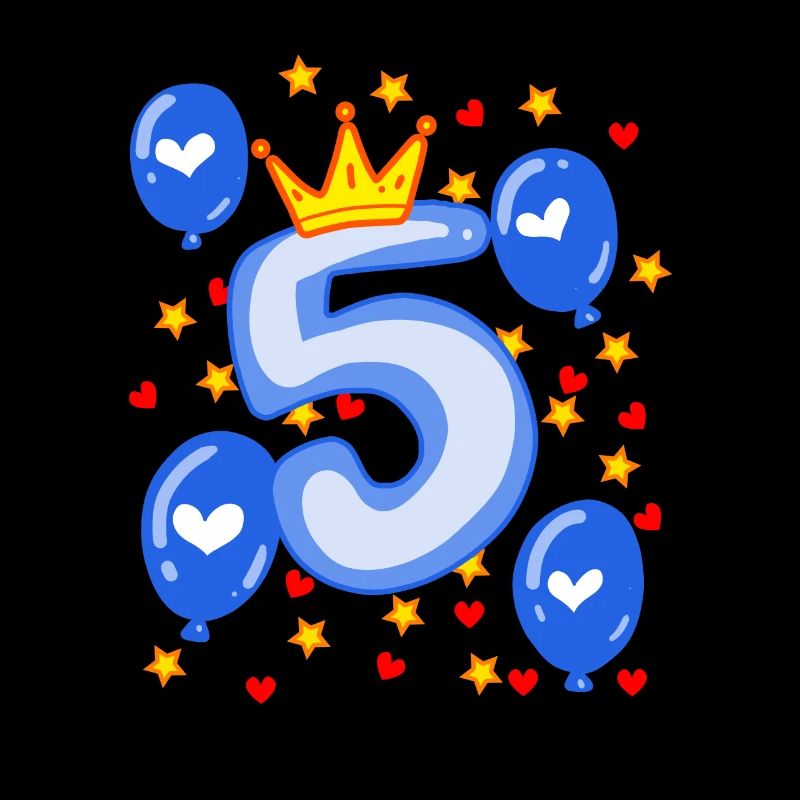 5. Geburtstag Junge Luftballons Krone Sterne