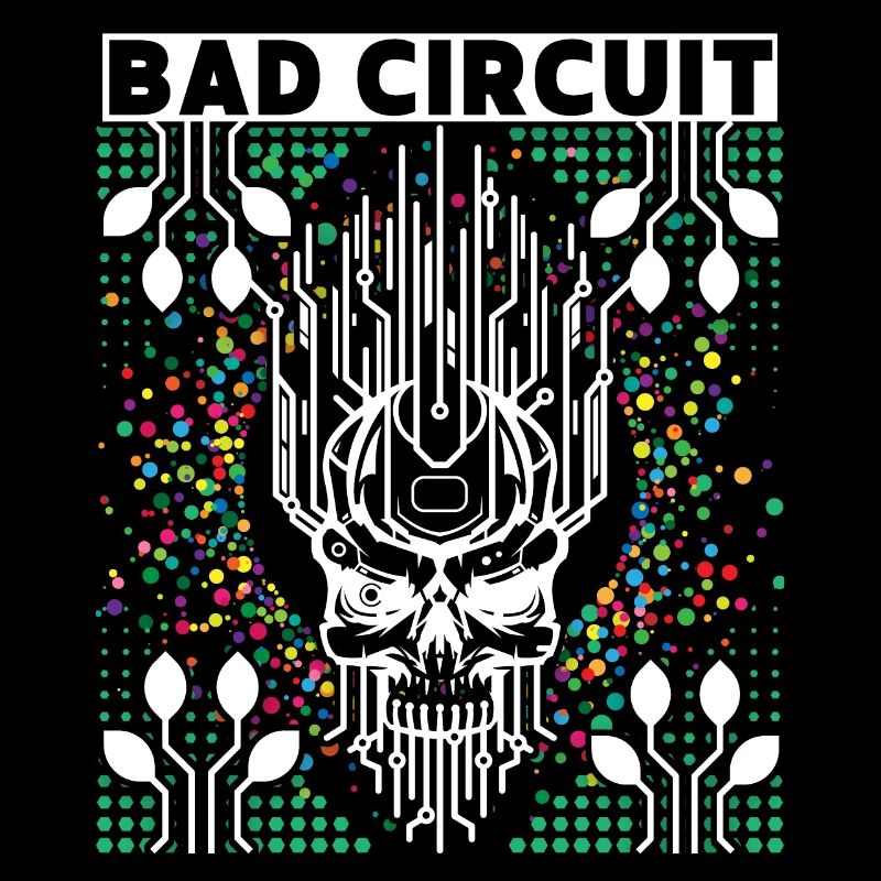 Computer board, circuit, skull saying