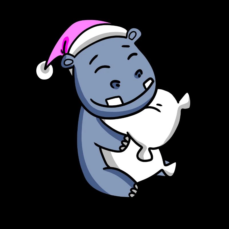 Hippo with pillow and sleeping cap