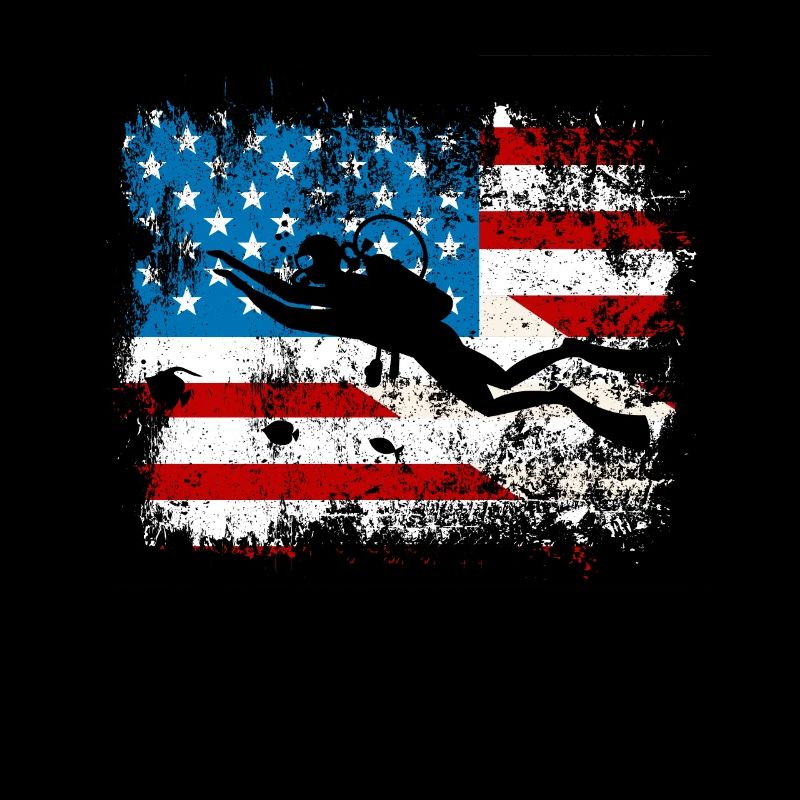 Plongée Drapeau Américain Plongeur Down Plongée US