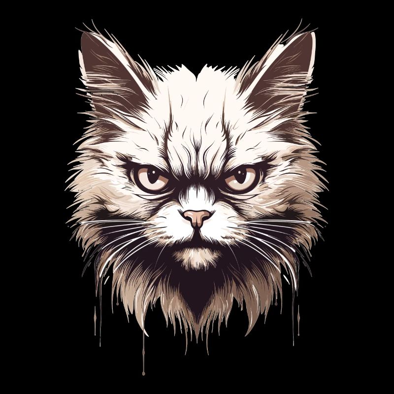 Chat agacé Chat Face Evil House Chat