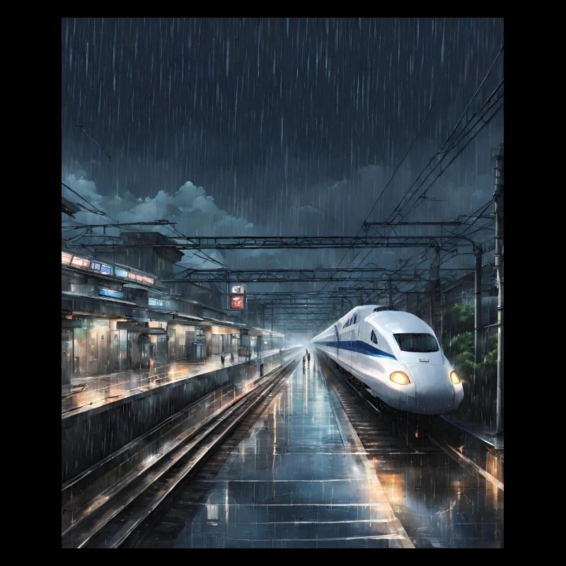 Japan Train Rainy Night