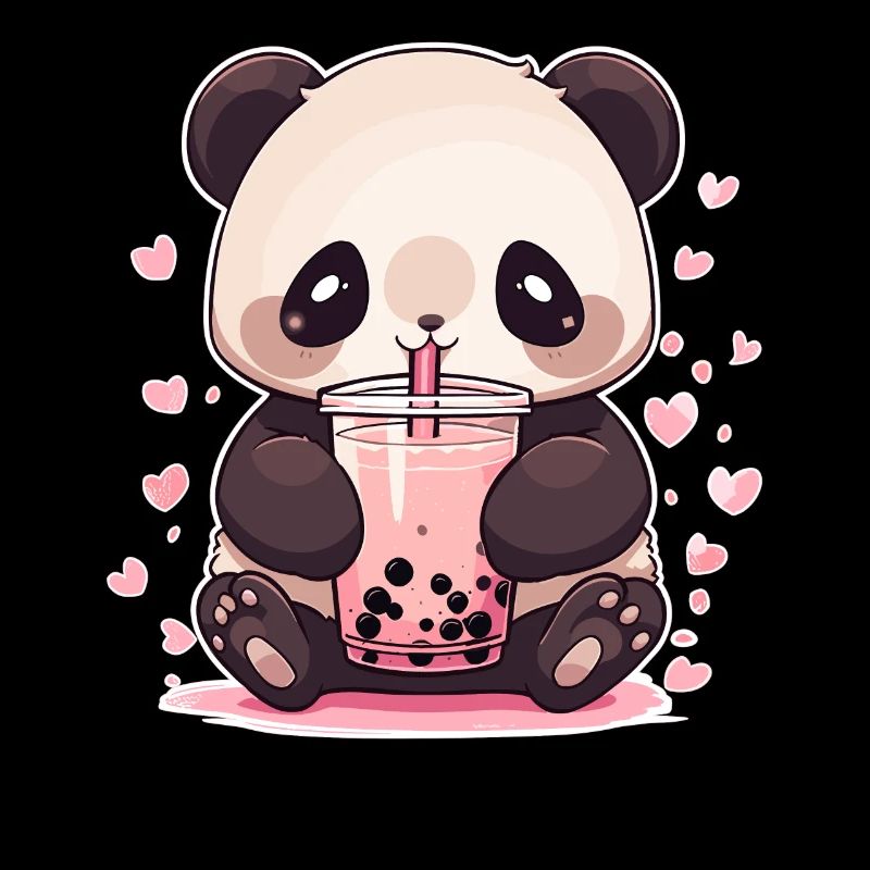 Kawaii Panda Drinks Boba Bubble Tea Chibi