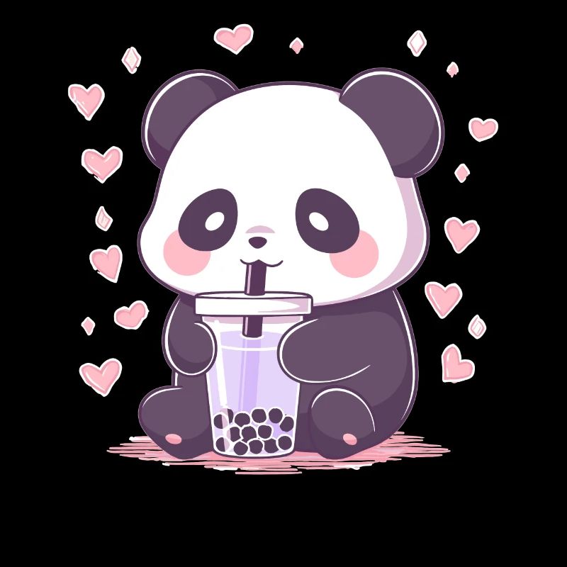 Kawaii Panda Drinks Boba Bubble Tea Chibi