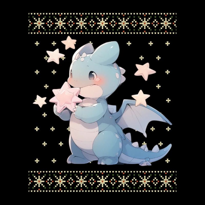 Dragon kawaii dans le style pull de Noël moche