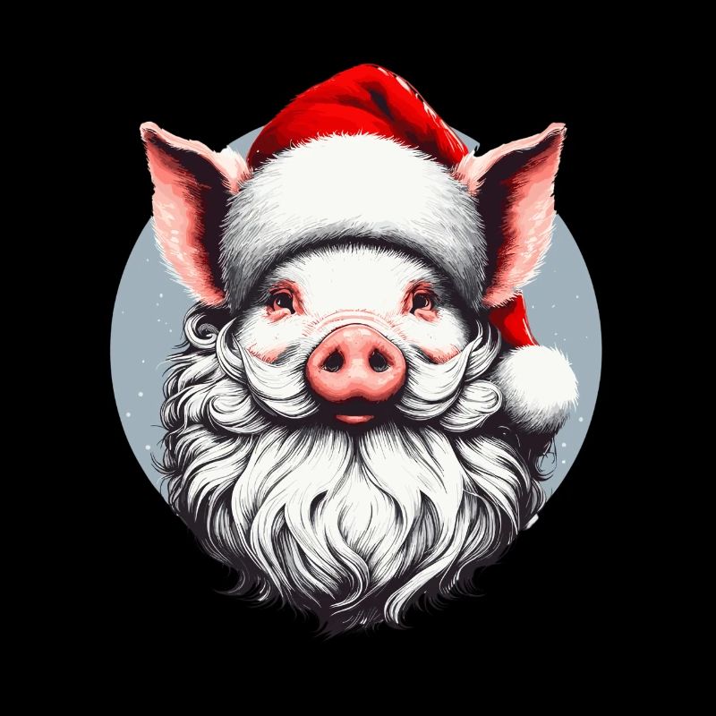 Conception de pull de Noël : Cochon comme Père Noël - Noël