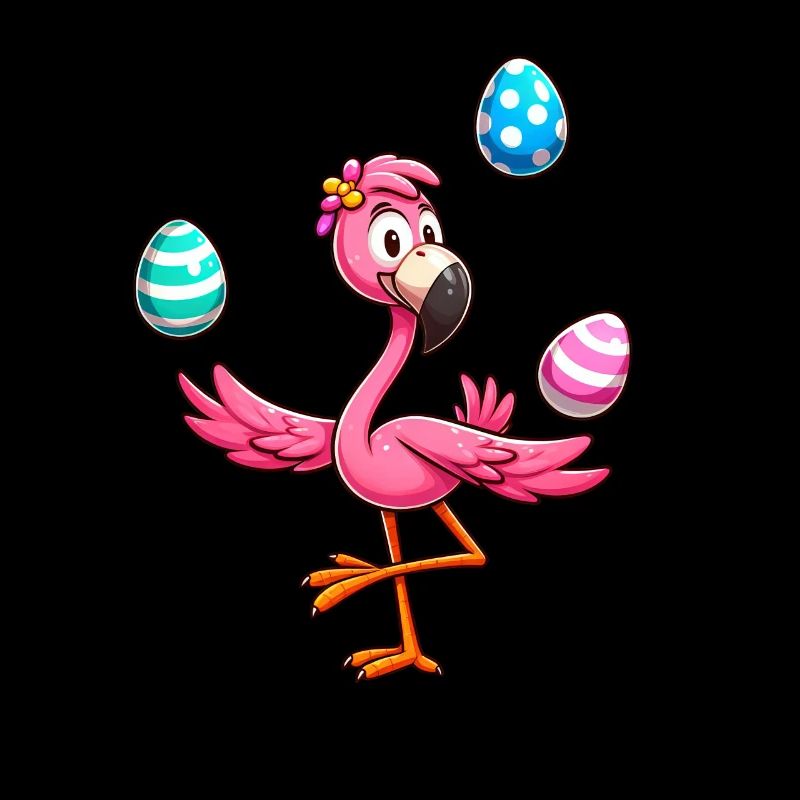 Flamingo Juggler with Easter Eggs Feast