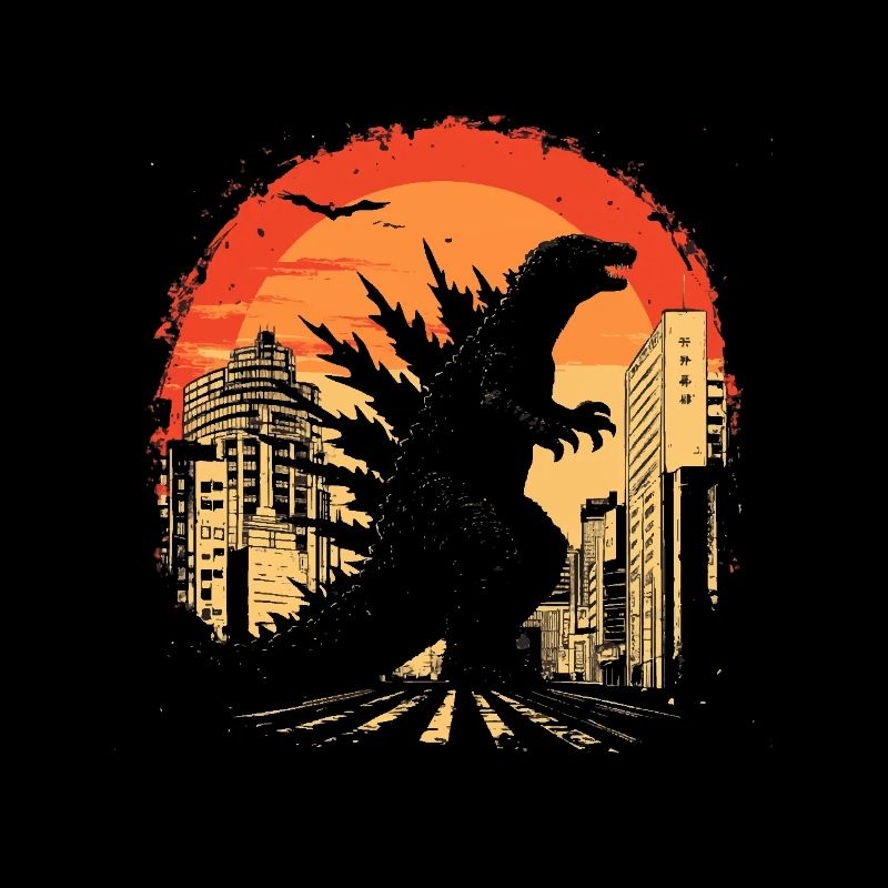 Kaiju Monster Design Sunset Geschenkidee