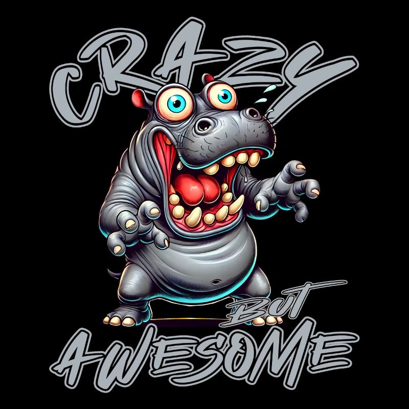 Crazy but Awesome Hippo Comic Style