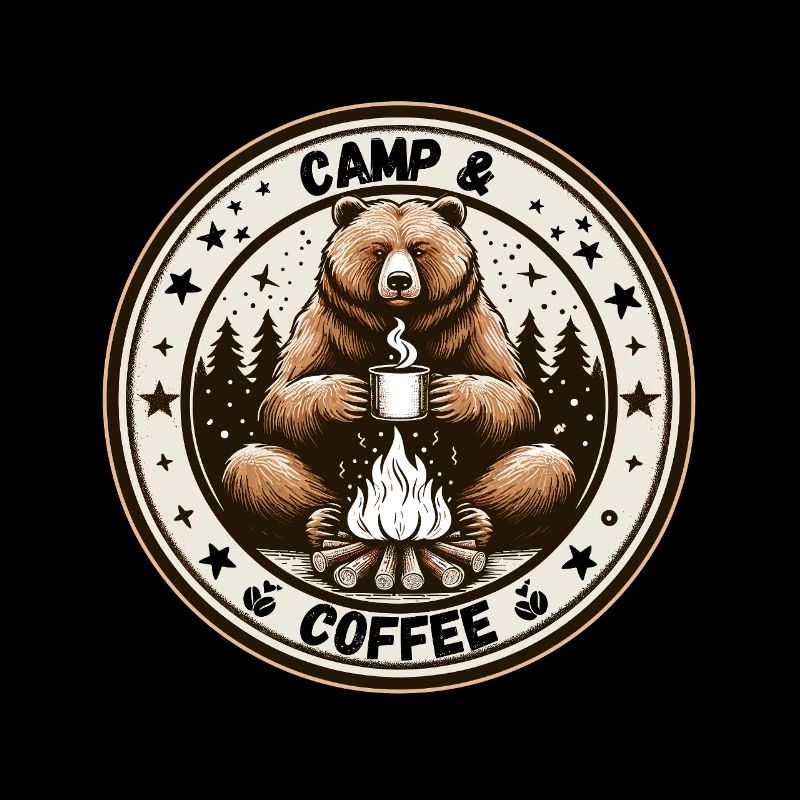 Camping Coffee Camper Bear Campsite Campfire