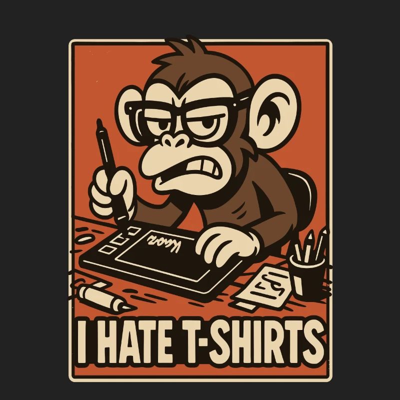 Angry monkey on drawing tablet comic style