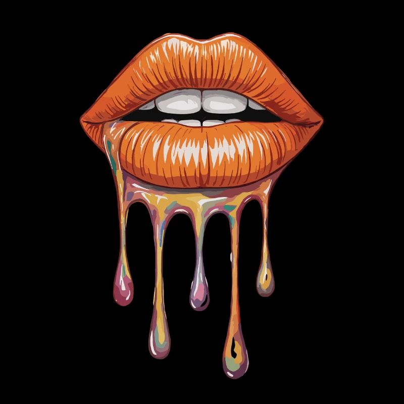 Dripping Lips Artwork Colorful Design