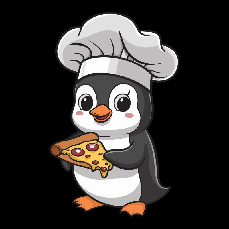 Penguin pizza maker with pizza