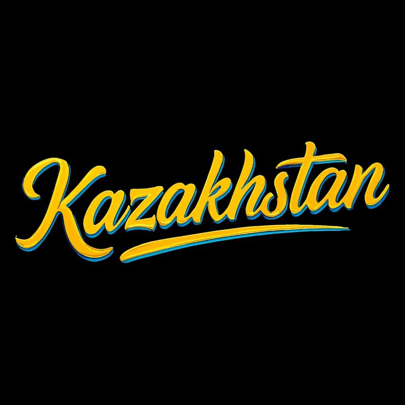 Kazakhstan Eagle Sun Flag Lettering Gift