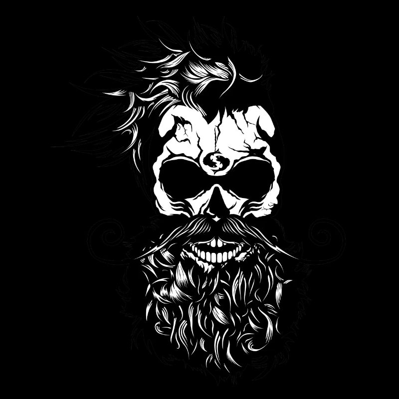 Kopf des Todes Hipster Schädel Bart Bart Schnurrbart s