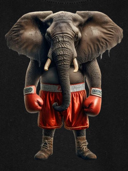 Elefant mit Boxhandschuhen