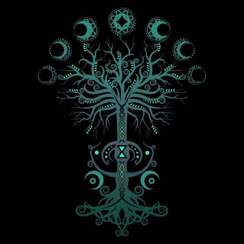 Ygdrassil Moon Phase Lebensbaum Occult Pagan