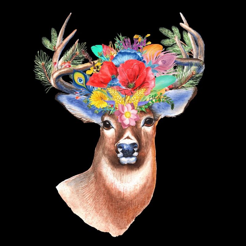 Hirsch mit Blumen