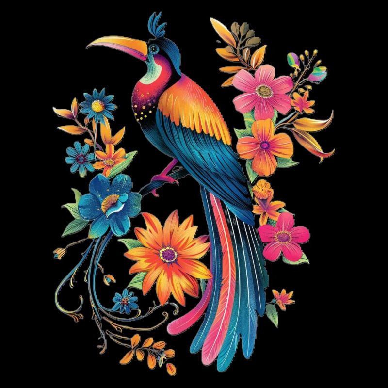 Bunter Vogel mit Blumen