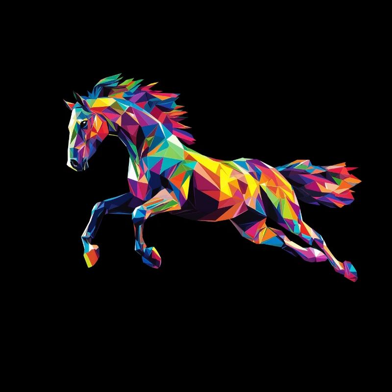 Tête de cheval colorée Low Poly logo design