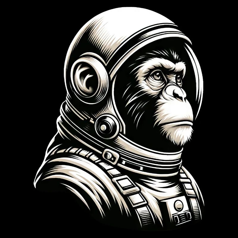 Pensive Monkey Astronaut Cosmos