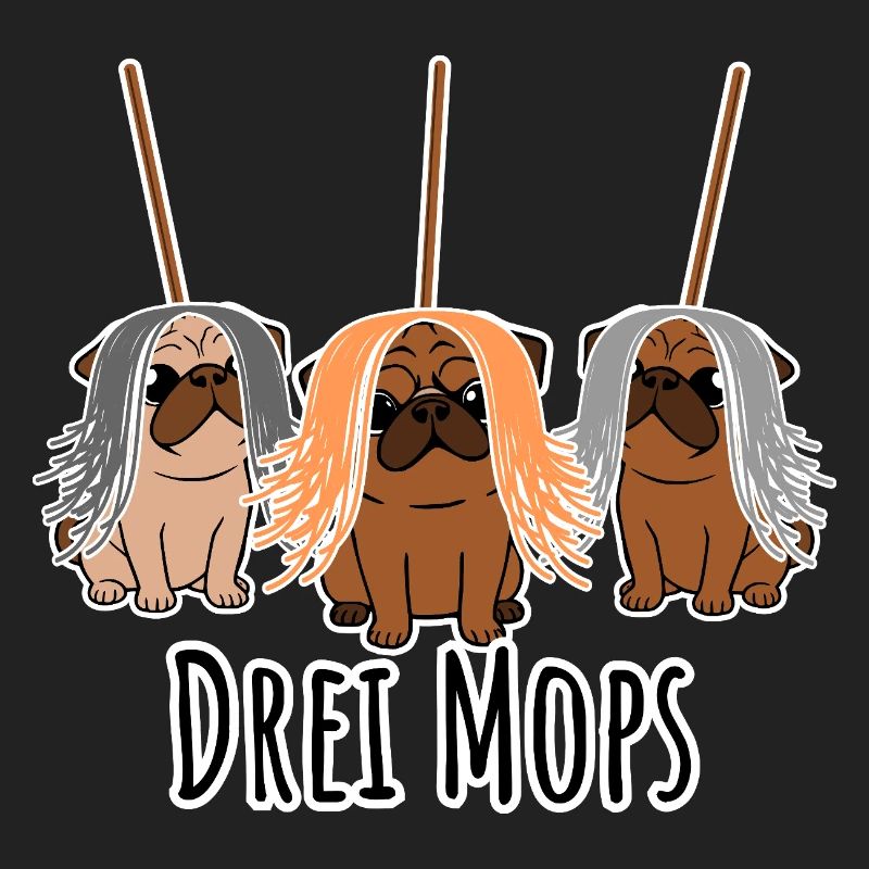 Zwei Mops - Hunde oder Putzgeräte? Hunde Humor?