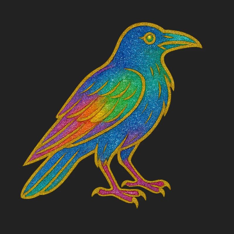 Rainbow Raven Patch Design